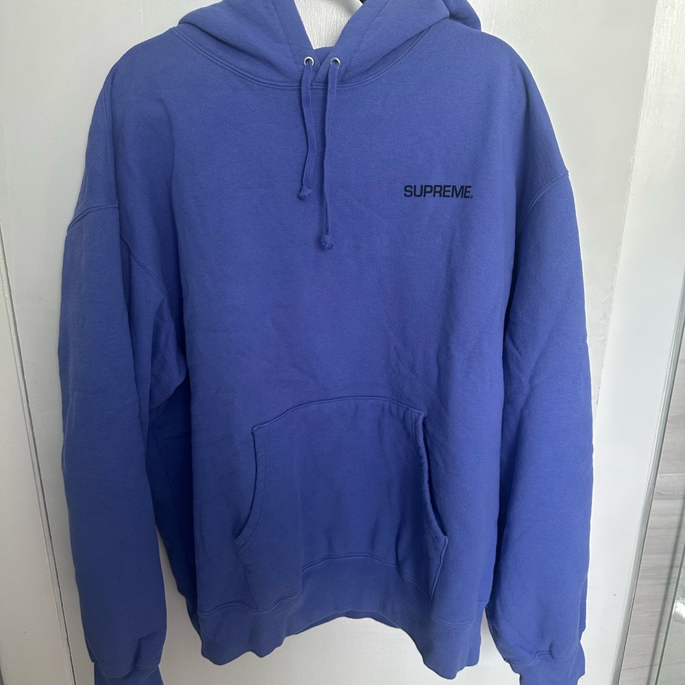 Supreme Blue Pullover Hoodie with Small Logo